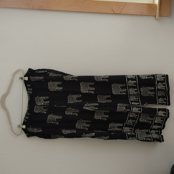 Boho Pull On Pants Elephant Wide Leg Cropped Pocket Safari Rayon Free Size India - Picture 2 of 14